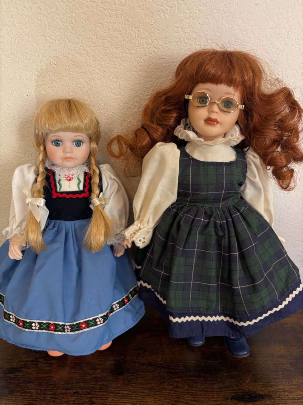 Two Vintage Porcelain Dolls - 12”, 10.5”